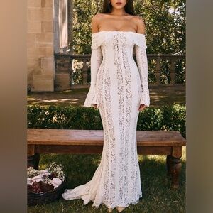 Angel Lane Georgette Lace Maxi- Ivory Size 10 (XL) NWT